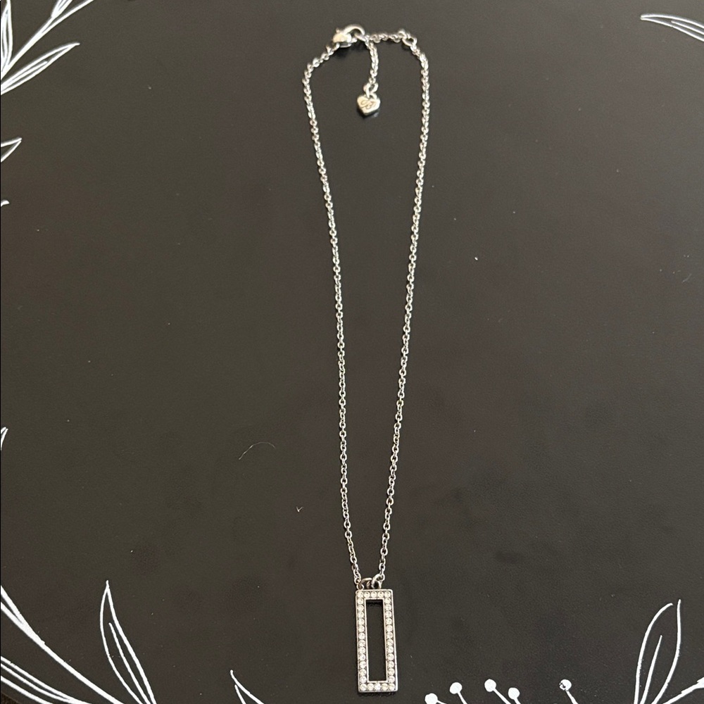 Brighton Silver Necklace With Rectangular Crystal… - image 1